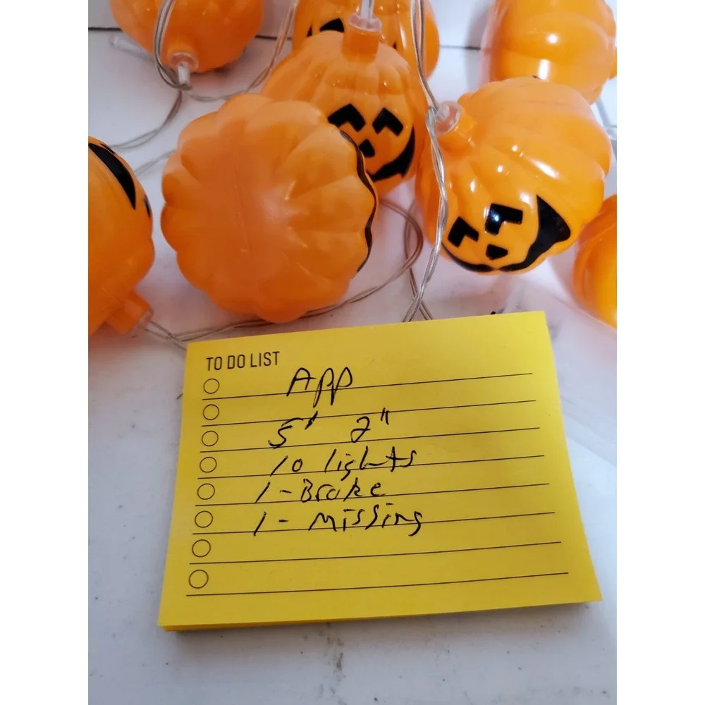 Halloween‎ Blow Mold Pumpkin Light Set of 10 Jack O Lantern Vintage See All Pics